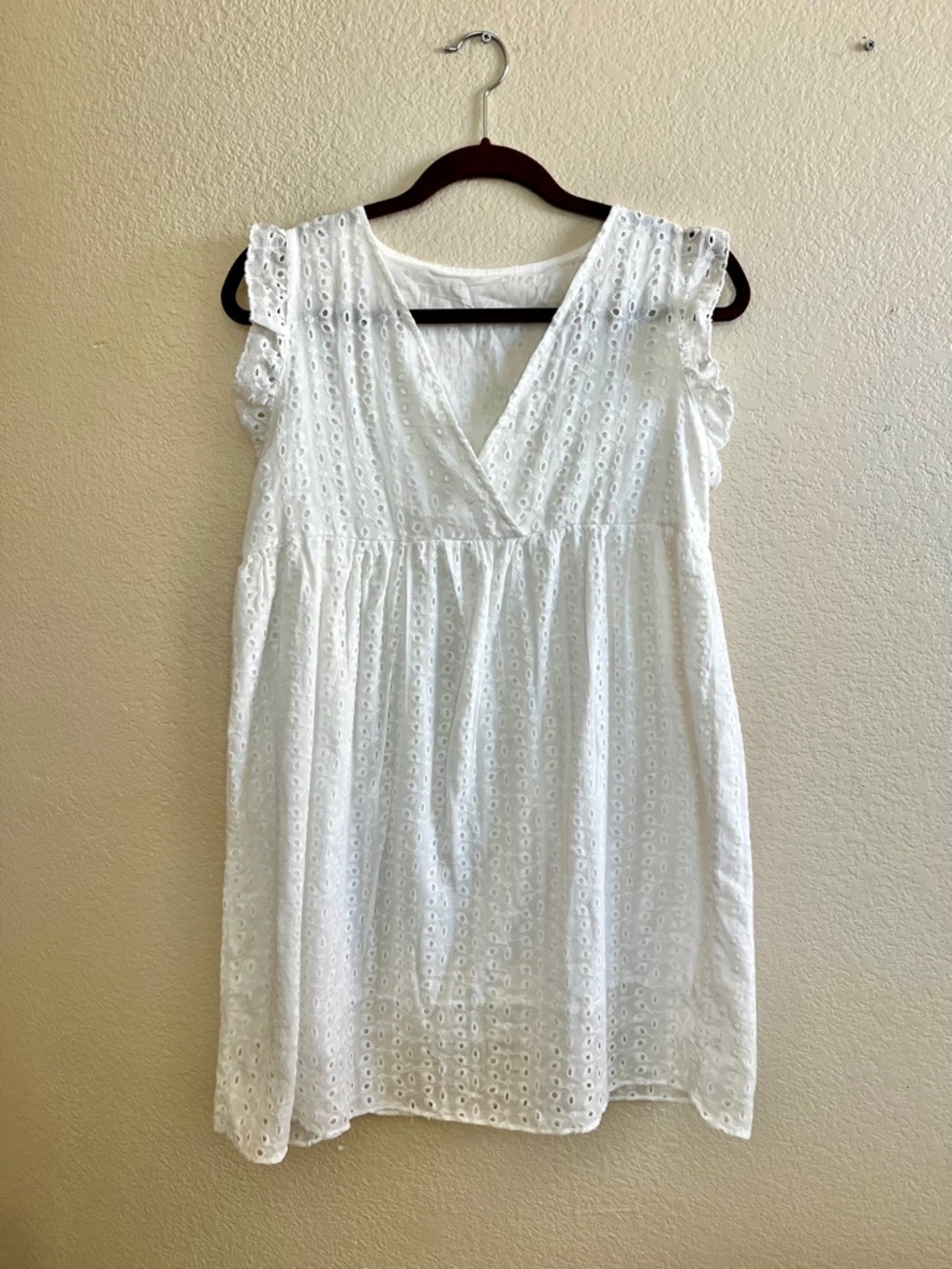 White Eyelet V-Neck Summer Dress